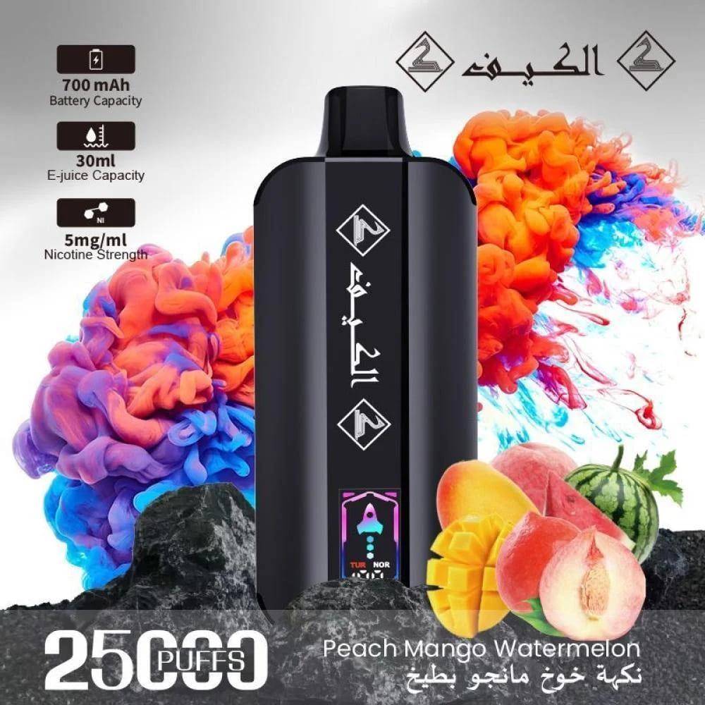 سحبة الكيف 25000 موشة خوخ مانجو بطيخ ALKIF 25000 PUFFS PEACH MANGO WATERMELON