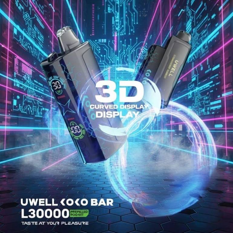 جهاز بطارية يو ويل كوكو بار مع بود استخدام مره واحده 30000 شفطة 50 نيكوتين UWELL KOKO BAR