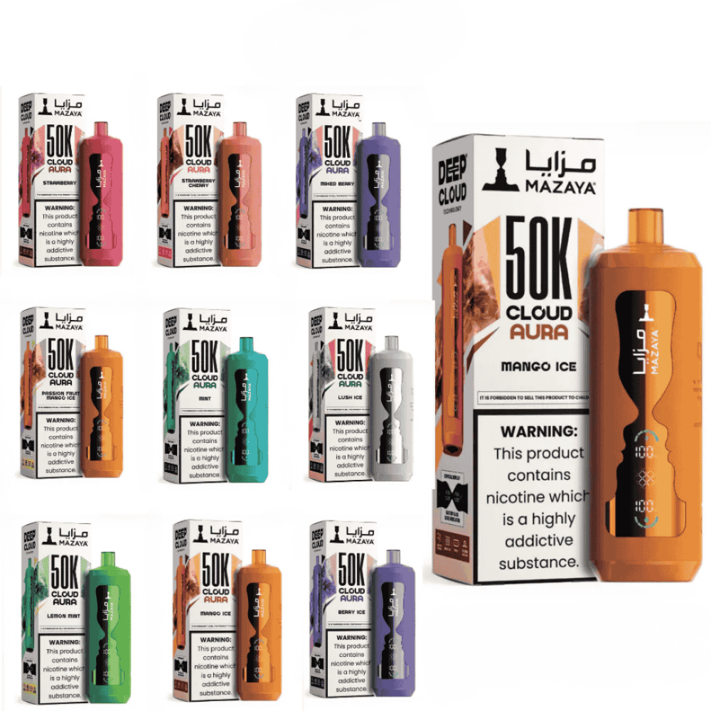 شيشة مزايا 50 الف موش 6 نيكوتين Mazaya Cloud Aura 50K Disposable Vape