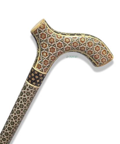 عصى عكاز مرصع  بالفسيفساء و  النحاس 