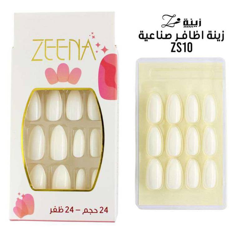 أظافر اصطناعية لون أبيض ذاتية اللصق بدون صمغ من زينة - ZENNA  
