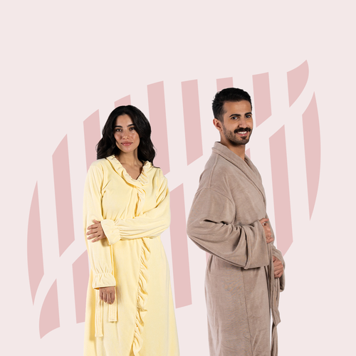 مجموعة الكبلز ( روب إوار بني + روب رافلز اصفر فاتح)