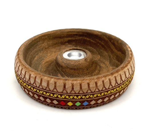Decorated round incense burner - القط العسيري
