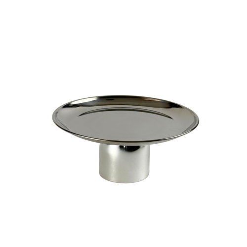 Large Silver metal stand with round serving plate and base