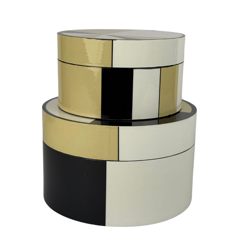Round MDF & Leather Box - Set