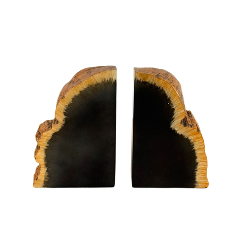 Stone bookend in black with beige edges