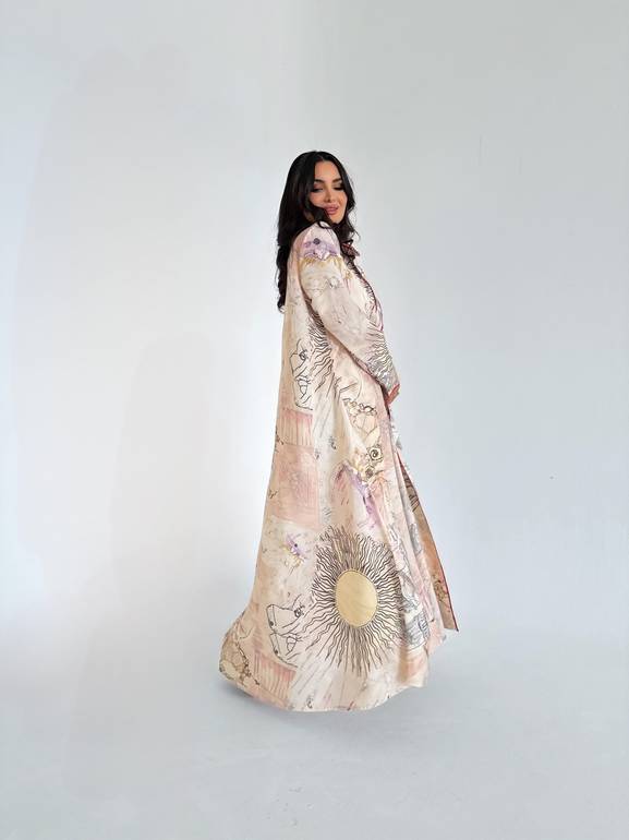 Exclusive Lightweight Crepe Abaya with Pink Embroidery