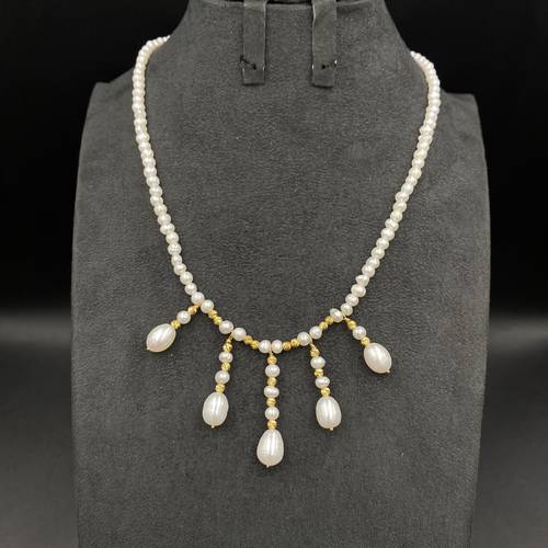  Necklace ball 21k Gold with Cultured Pearls
