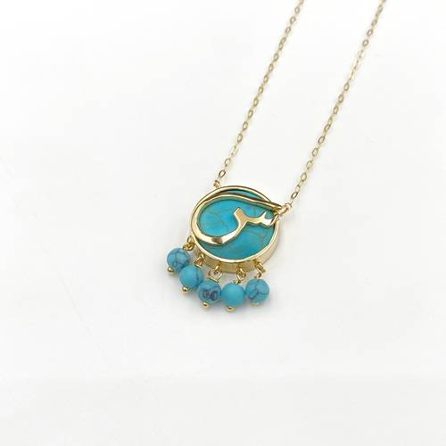 Gold necklace with turquoise earth stone by name