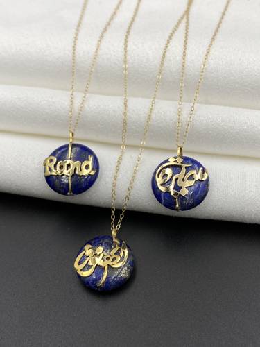 Gold necklace with natura Lapis Lazord stone