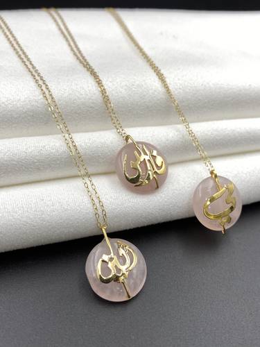 Gold Necklace with Rose Quartz Stone Natural