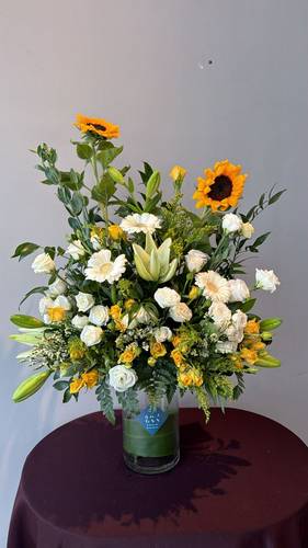 Yellow vase arrangement