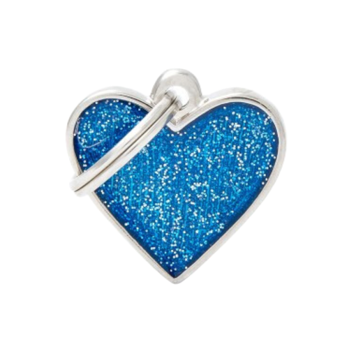 MF Tags HEART GLITTER BLUE
