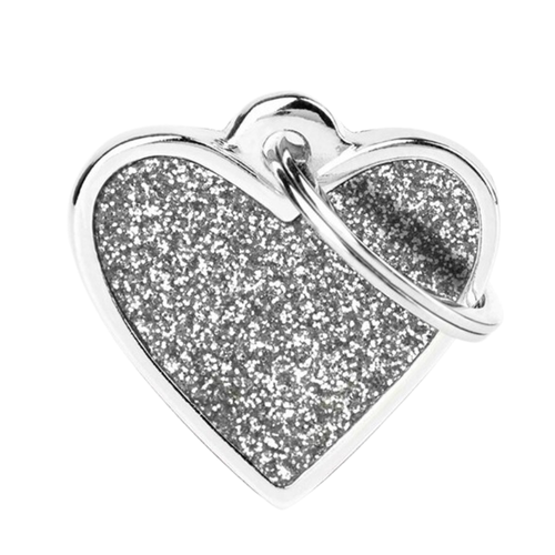 MF Tags SMALL HEART GLITTER GREY