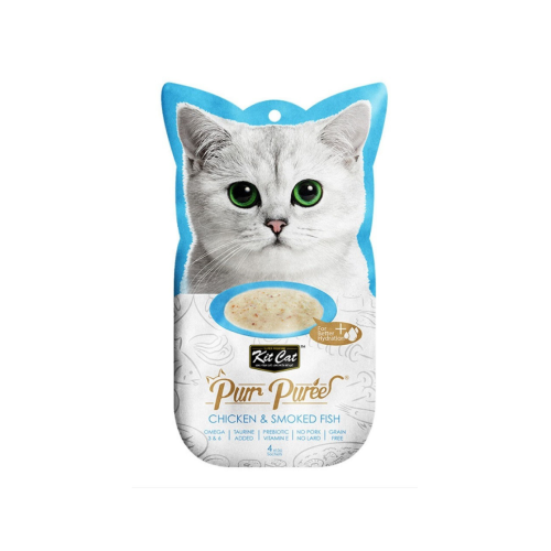 Kit Cat Puree Chicken & Smoked Fish 15gx4 Sachets