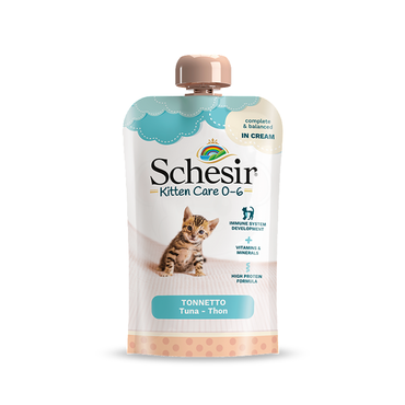 طعام رطب كريمة سمك التونا الناعمة للقطط الصغيرة من شركة Schesir