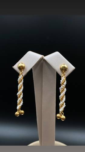 GOLD EARINGS 21K WITH CULTURED PEARL