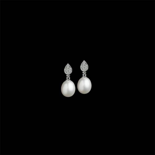 NATURAL DIAMOND EARRINGS WITH CULTURED PEARL