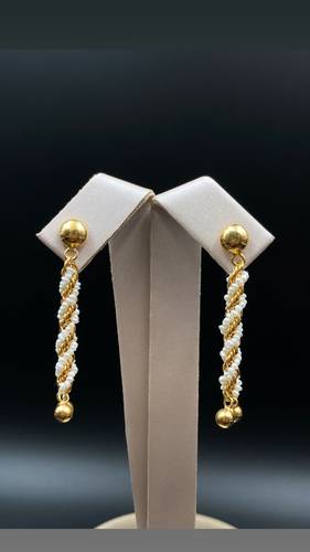 GOLD EARINGS 21K WITH CULTURED PEARL