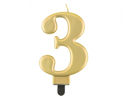Birthday Candle Number 3,  gold