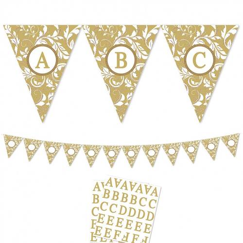 Gold Personalized Pennant Banner 24Ct