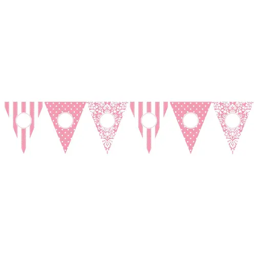 New Pink Personalized Pennant Banner 24Pcs