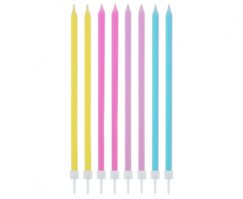 Birthday candles, pastel colours, 16 pcs