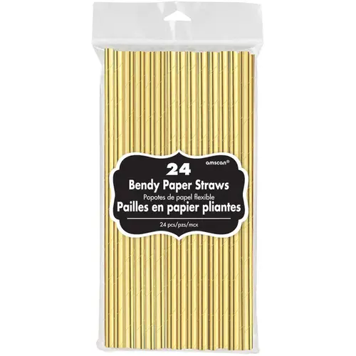 Gold Solid Straws 24Pcs