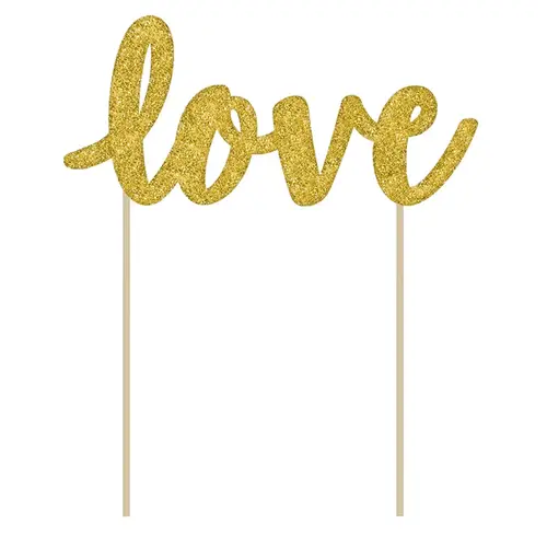 Love Glitter Cake Pick