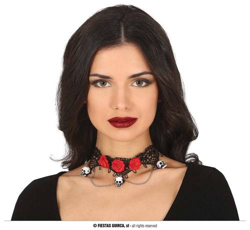 Choker With Skulls And Roses