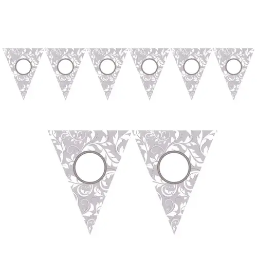 Silver Elegant Scroll Printed Pennant Banner