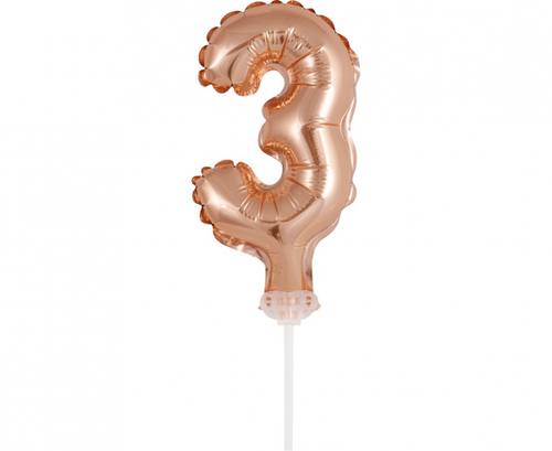 Foil Cake Decoration Number 3, rose-gold
