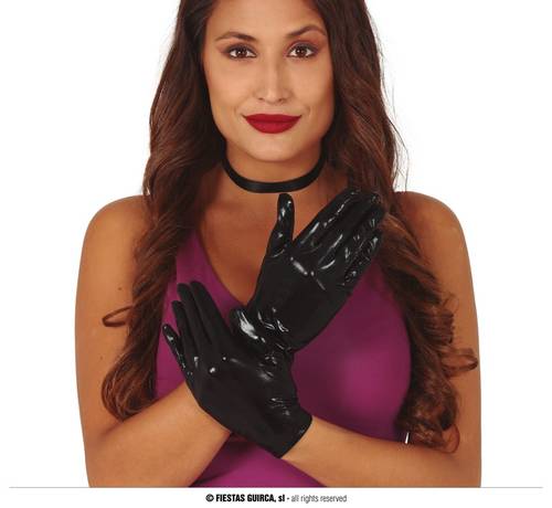 Black Metallic Gloves 22 Cms