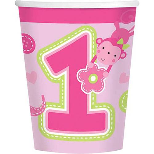 1st Bday Elephant Cups Pink
