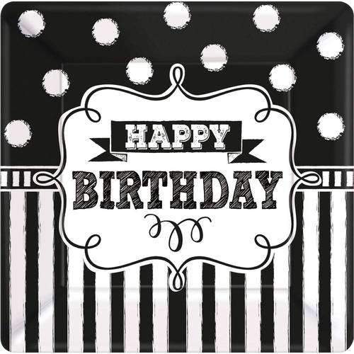 Chalkboard Birthday Square Paper Plate 