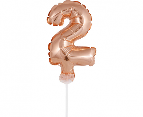 Foil Cake Decoration Number 2, rose-gold