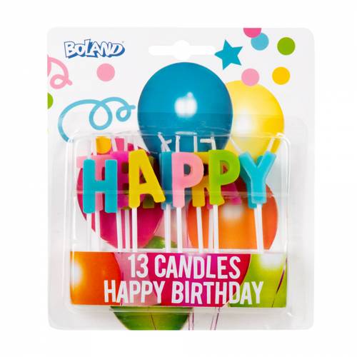 Set 13 Candles 'Happy Birthday' on stick