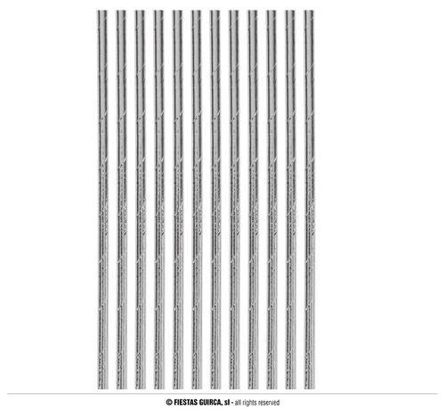 Shiny Silver Straws, 20cm