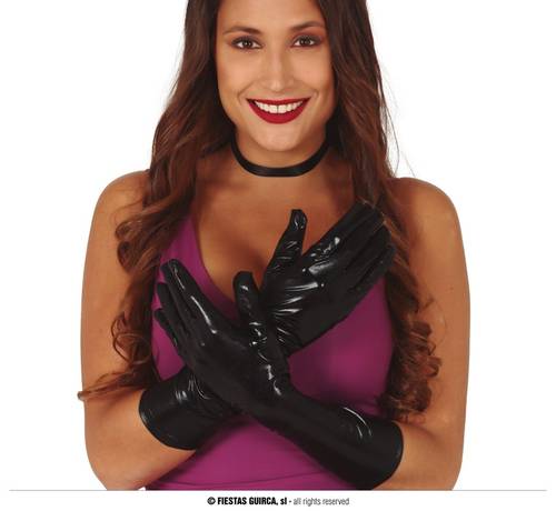 Black Metallic Gloves 40 Cms