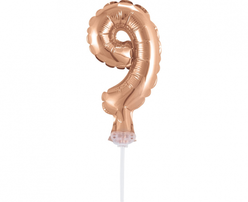 Foil Cake Decoration Number 9, rose-gold