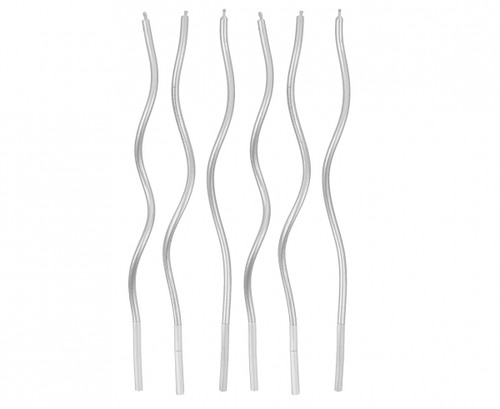 Silver swirl birthday candles, 6 pcs