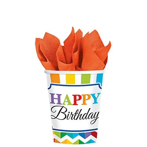 Bright Birthday Paper Cups 9Oz, 8Pcs