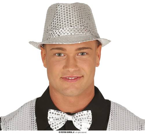 Silver Sequin Gangster Hat