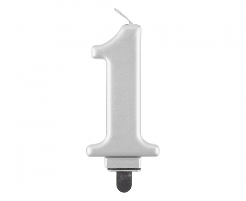 Birthday Candle Number 1,  silver