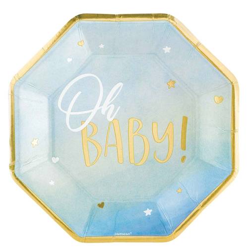 Oh Baby Boy Metallic Shaped Paper Plates