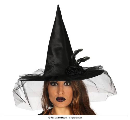 Black Witch Hat With Flower