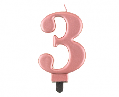 Birthday Candle Number 3,  rosegold