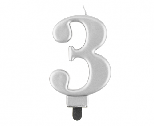 Birthday Candle Number 3,  silver