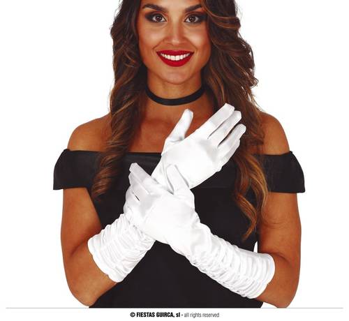 White Wrinked Gloves 40 Cms