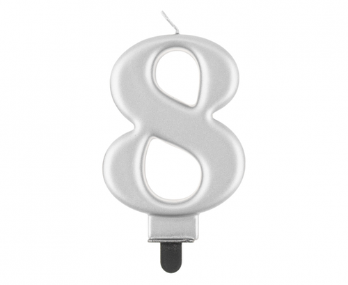 Birthday Candle Number 8,  silver